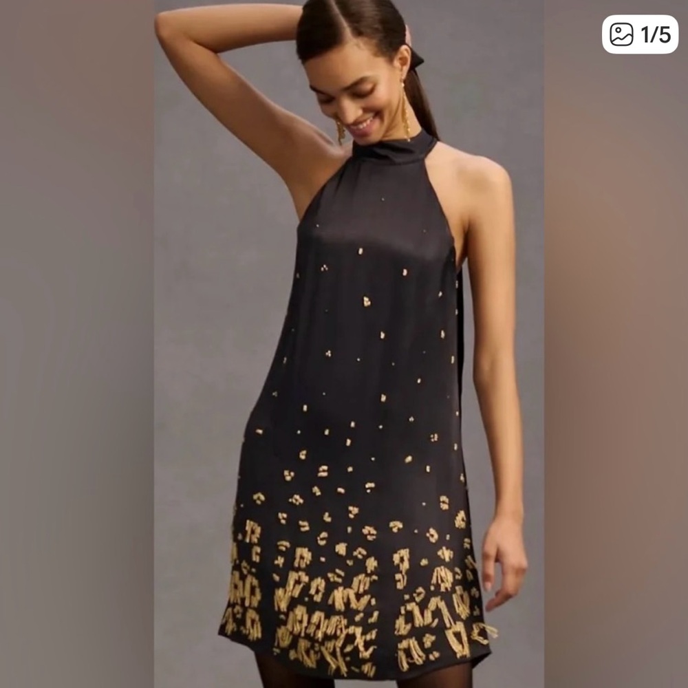 NWT Anthropologie Beaded Halter Dress Size 10